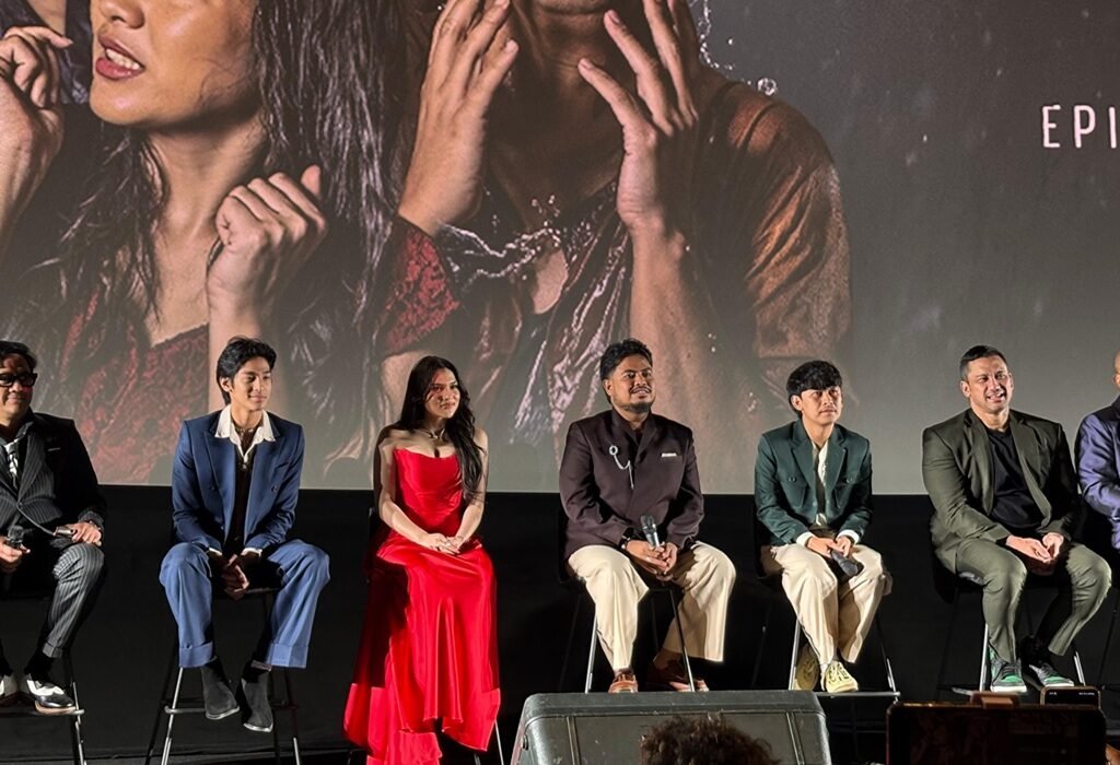 Rigen Rakelna, Davina Karamoy, dan Andre Taulany dalam film Kang Solah 2025 horor komedi Indonesia