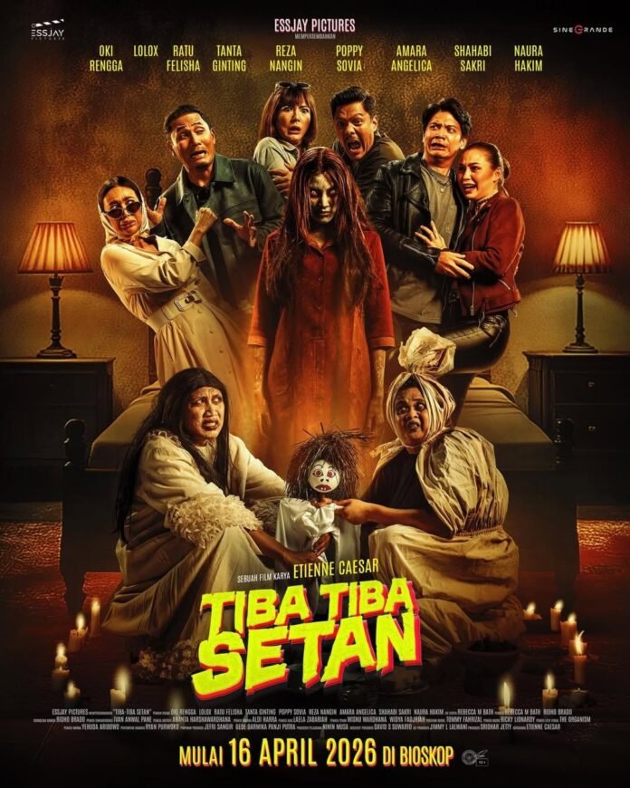 Review film Tiba-Tiba Setan 2026 horor komedi Indonesia dengan Oki Rengga dan Lolox