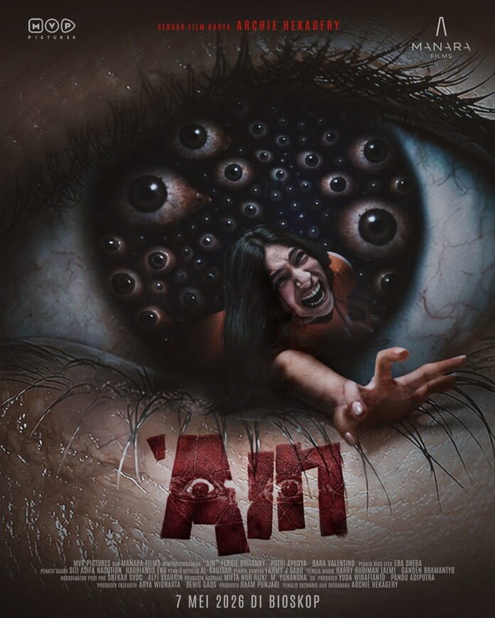 Poster film Ain 2026 horor psikologis Indonesia tentang rasa iri dan media sosial