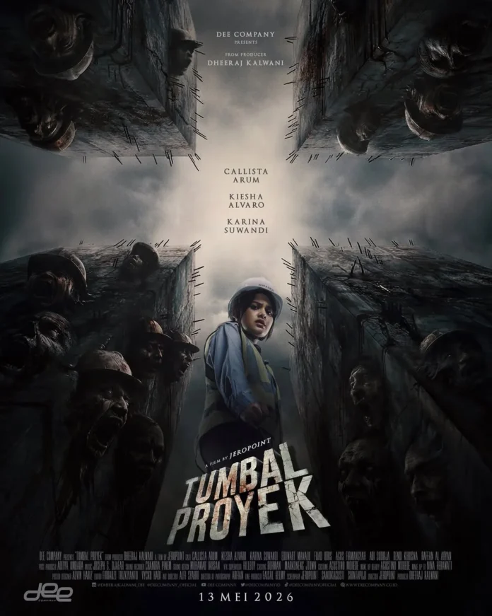 Poster film Tumbal Proyek 2026 dengan nuansa horor urban legend Indonesia