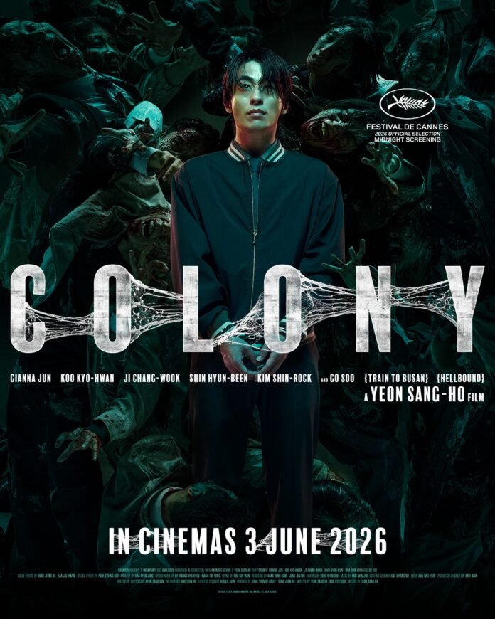 Poster film Colony 2026, thriller zombie Korea garapan Yeon Sang-ho